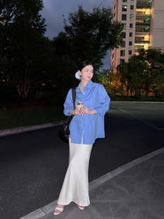 酒午自制【自惬意】法式复古秋季新款高腰显瘦鱼尾垂感长款半身裙