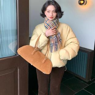 外套女 复古可爱加厚面包服90白鸭羽绒服立领短款 酒午2024冬季 新款