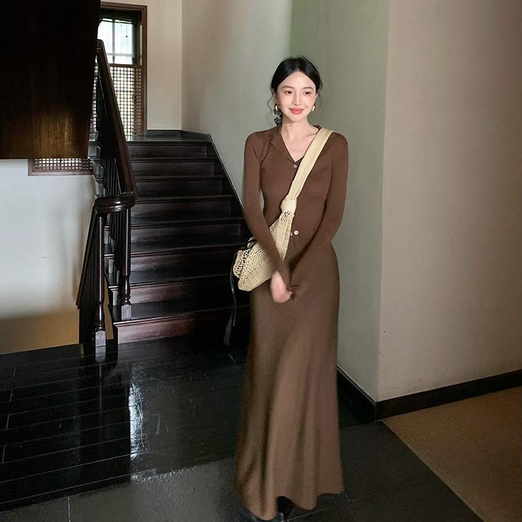 酒午自制秋季V领针织上衣小开衫