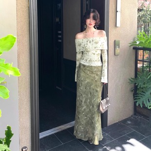 酒午自制【金枝曳影】港风复古秋季新款高腰长款半身裙修身鱼尾裙