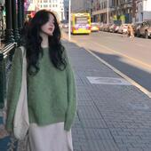 复古毛绒绒针织上衣宽松毛衣女含羊毛 2024春款 酒午自制 绒冬