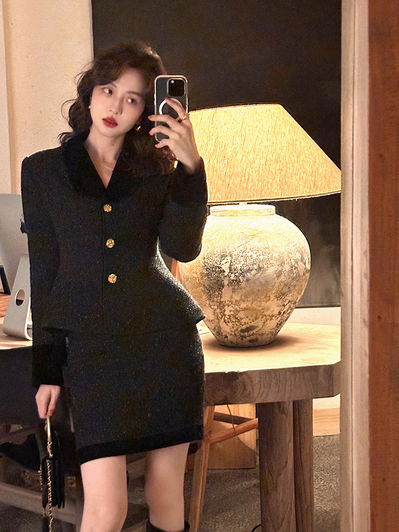 酒午法式复古小香风套装女春秋季