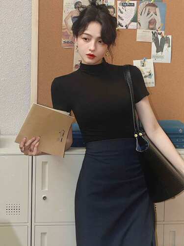 酒午半高领高弹内搭打底衫女女秋