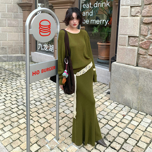 圆领针织衫 酒午港风复古2025秋冬新款 上衣女 双11有现货