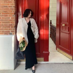 酒午自制【南法冬日】港风复古2024秋冬季环保毛绒绒短款外套