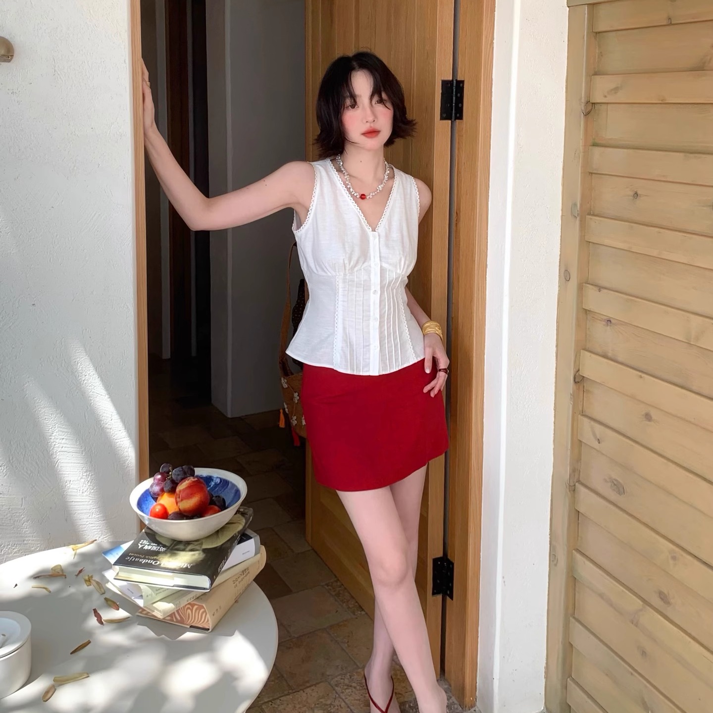 酒午自制法式天丝亚麻半身裙短裙