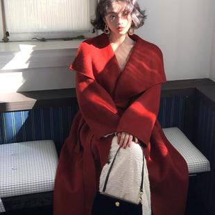 酒午自制【巴黎慢调】90绵羊毛+10羊驼毛加厚双面呢子大衣外套女