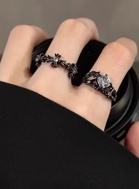 爆款原创暗黑星月戒指男女小众设计高级感情侣对戒简约轻奢高颜值