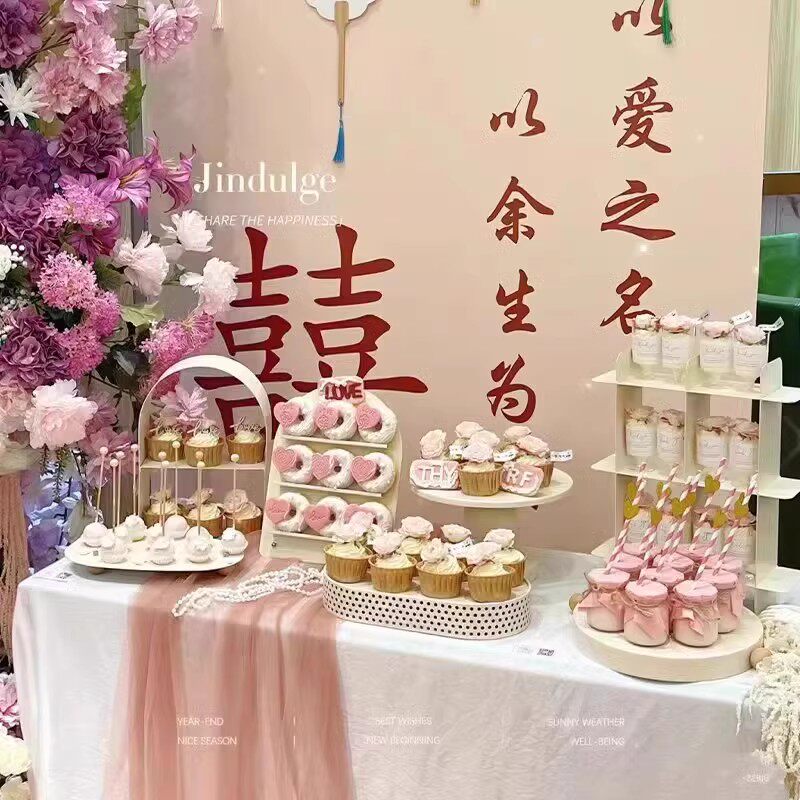 铁艺奶油色风格甜品台架子