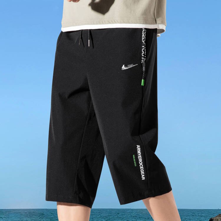 耐克顿冰丝七分裤男士夏季薄款休闲运动速干短裤宽松透气直筒中裤