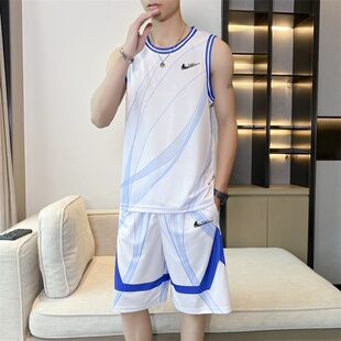 耐克顿运动套装篮球服男夏季冰丝速干无袖背心青少年大码运动球衣
