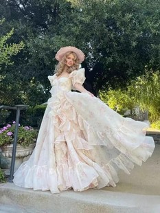 2024年春季Selkie ocean公主裙女长袖纯色高腰蝴蝶结衬衫连衣裙