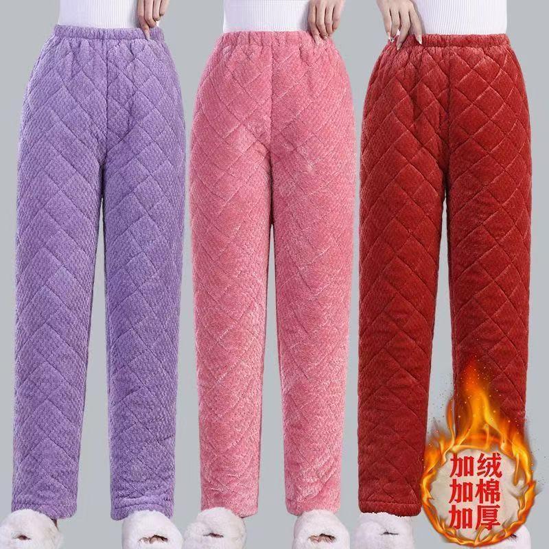 冬季可外穿加绒加棉加厚大码宽松中老年奶奶保暖裤妈妈裤子棉裤女