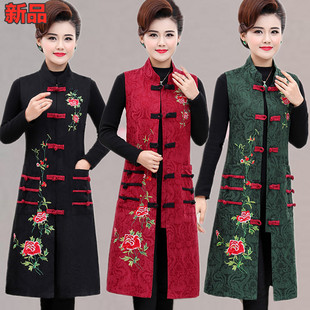 坎肩外套潮 宽松文艺复古中国风唐装 民族风马甲女春季 棉麻绣花大码