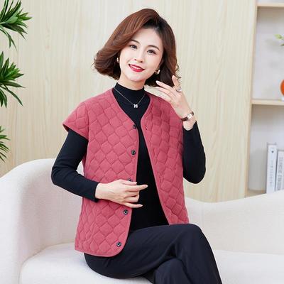 妈妈蚕丝棉带袖护肩马甲秋冬女士妈妈贴身保暖内穿小棉衣背心坎肩