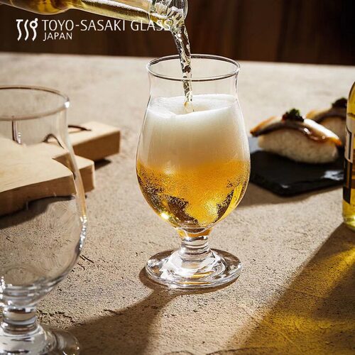 日本进口 东洋佐佐木 高脚啤酒杯 饮料甜品 果酒杯 原装礼盒 馈赠