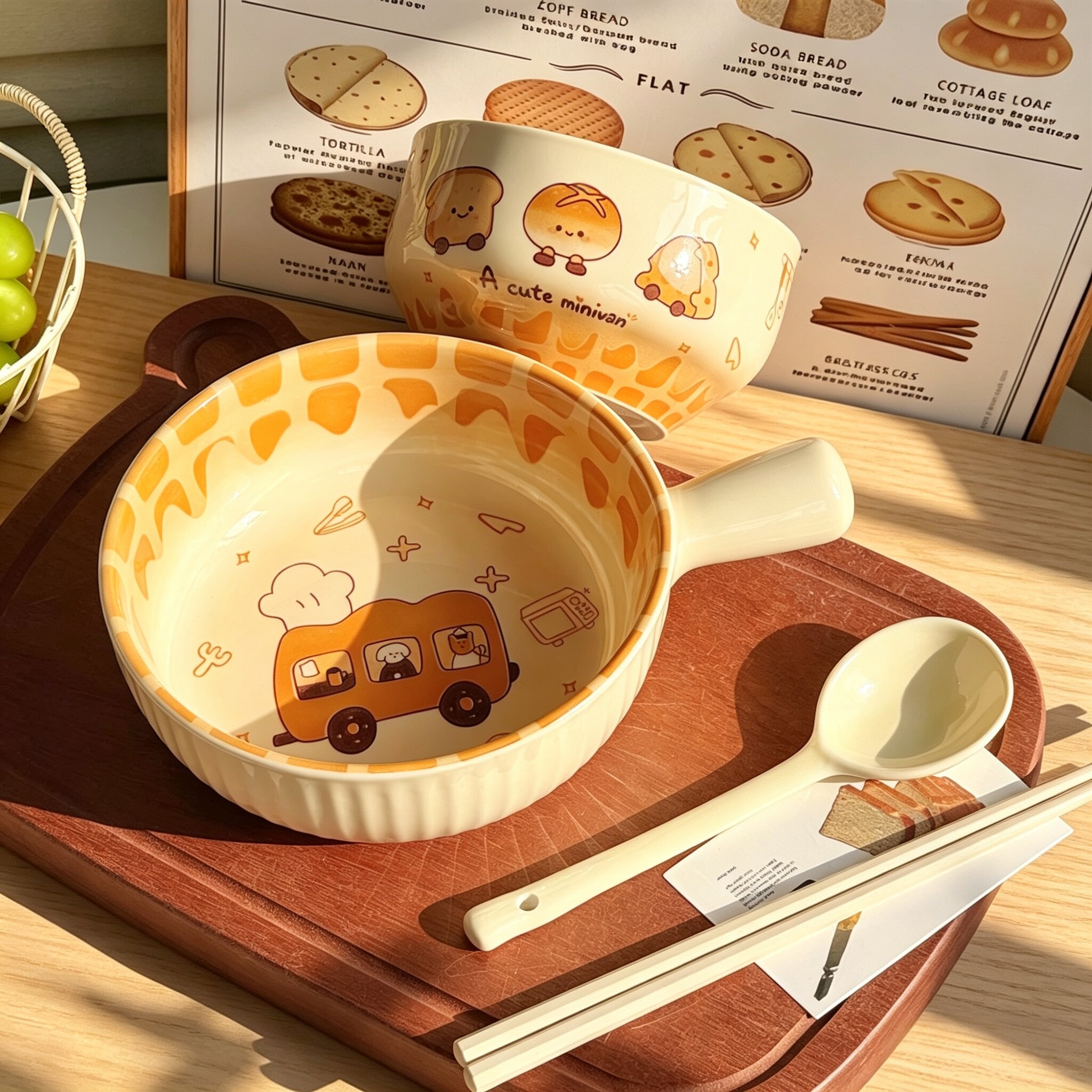 吐司可爱手柄碗家用一人食陶瓷餐具宿舍学生饭碗泡面碗螺蛳粉碗图片