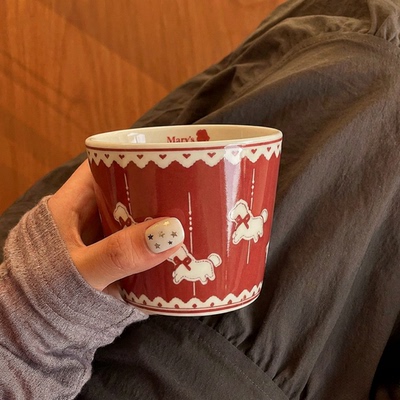 木马高颜值陶瓷水杯家用2026新款马克杯茶杯漱口杯情侣对杯咖啡杯