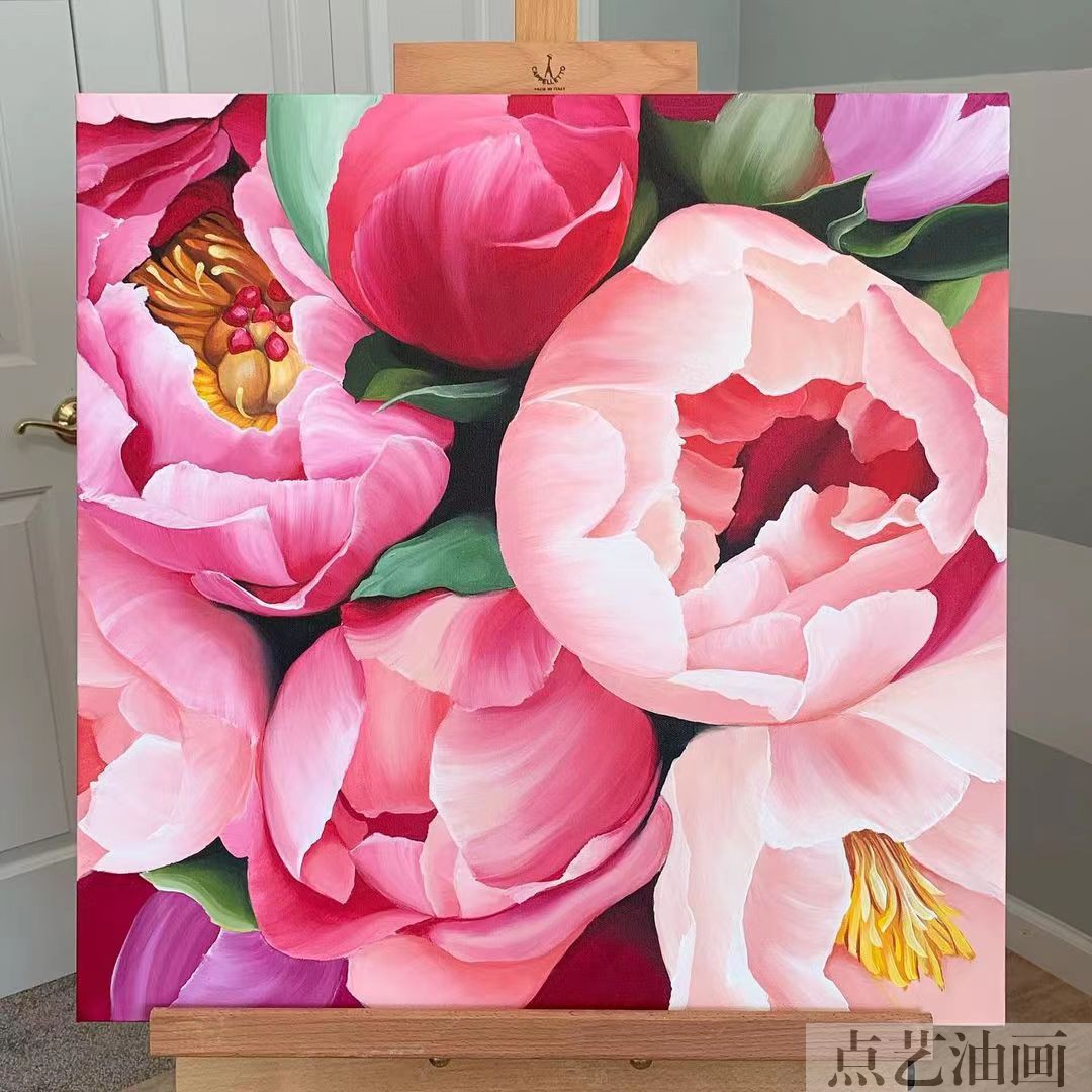 沙发背景墙装饰画 玄关挂画 手绘油画卧室花卉玫瑰花简约挂画图片