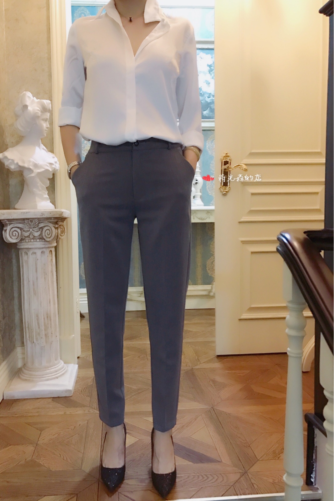 四季西装料不皱修饰腿型九分西裤