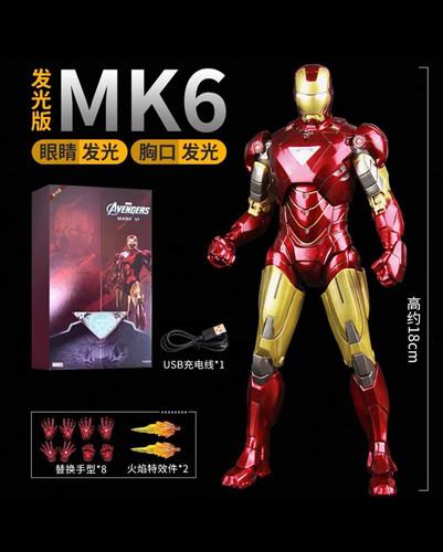 包邮正品保障 中动钢铁侠MK6 漫威手办模型公仔 儿童玩具