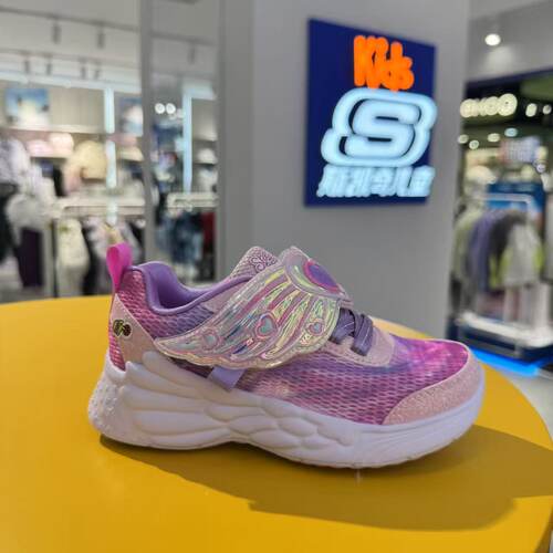 斯凯奇儿童2026夏季新款女童翅膀闪灯时尚百搭运动休闲鞋319240L
