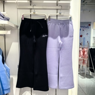 斯凯奇儿童女童2025秋季新款针织运动裤微喇裤休闲裤P425G010