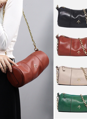 画颜女包土耳其Manu Atelier真皮单肩链条枕头Cylinder箭头圆筒包