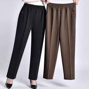 中老年妈妈装 女士直筒长裤 休闲裤 宽松高腰时尚 子 肥胖加大码 春秋季