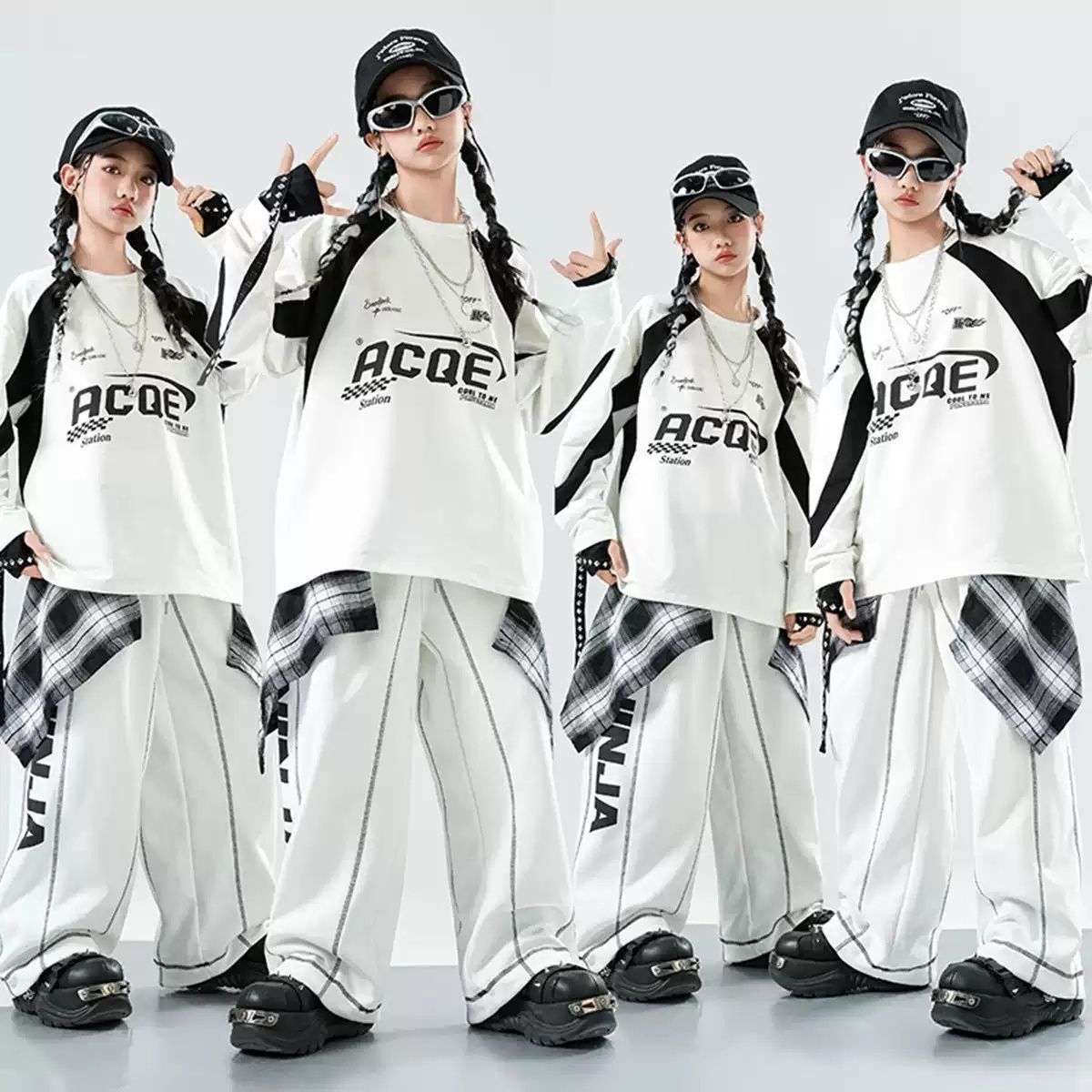 街舞儿童潮服嘻哈风宽松屁帘套装男童少儿hiphop舞蹈元旦表演出服