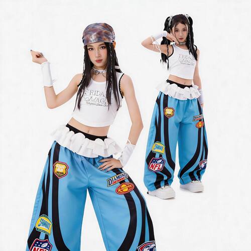 女童爵士舞服装少儿时髦炸街表演夏季儿童街舞套装JAZZ潮酷演出服