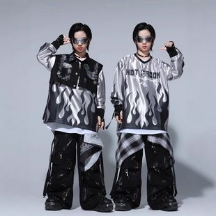 儿童街舞潮服hiphop嘻哈少儿架子鼓套装 时髦男童表演出服炸街女孩