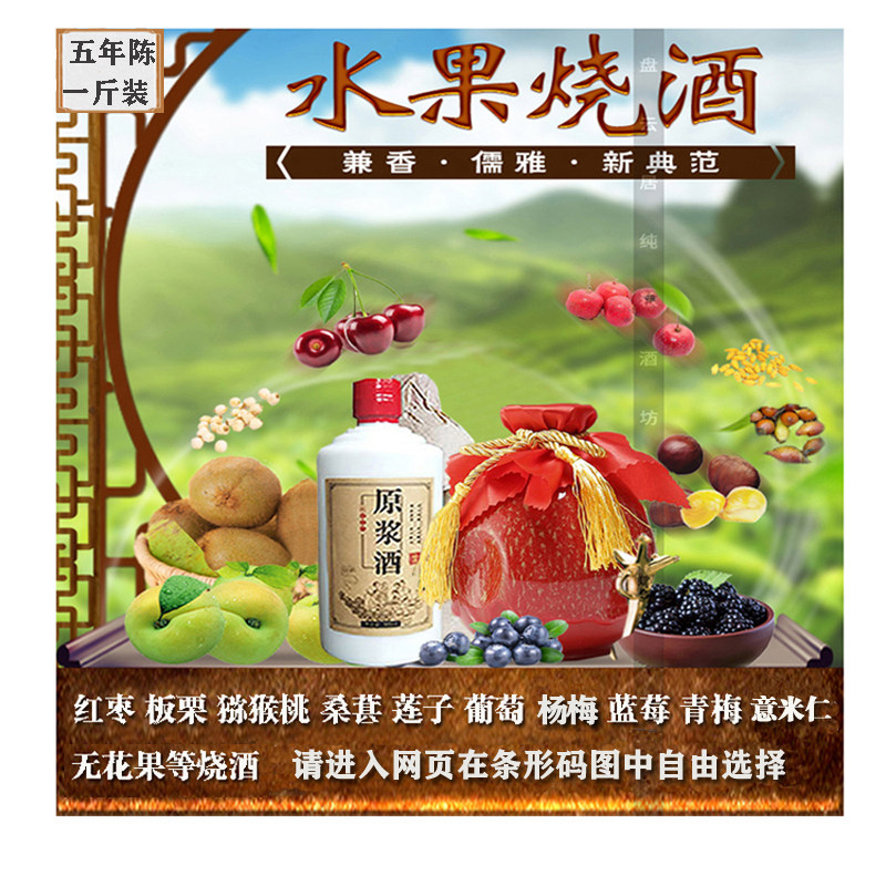 猕猴桃烧酒红枣板栗意米仁水果烧酒六七年陈酒陶瓷瓶礼盒荞麦