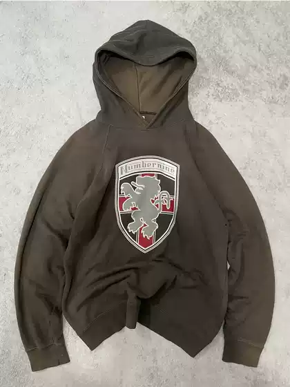 Independent Number(N)Ine Style 00Ss Collaboration Printed Shield Hooded Casual Sweatshirt Pullover