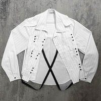 Self-developed kiko kostadinov24ss stylish striped patchwork deconstructed faux two-piece loose shirt jacket thumbnail 5