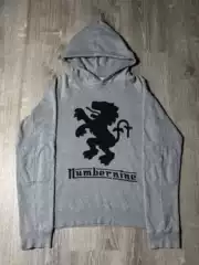 Kimura Takuya's Same Style Independent Number (N)Ine Style 00Ss Gray Hooded Casual Pullover Sweatshirt