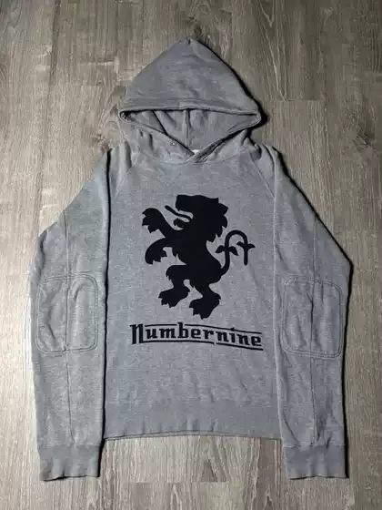 Kimura Takuya's Same Style Independent Number (N)Ine Style 00Ss Gray Hooded Casual Pullover Sweatshirt