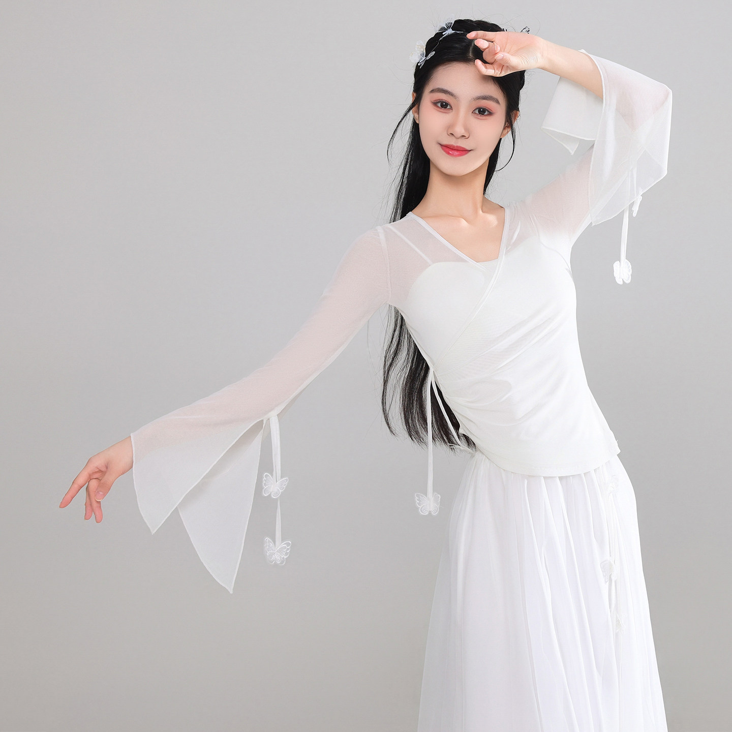古典飘逸女舞蹈服仙蝴蝶身韵纱衣练功服中国舞表演服艺考演出服装