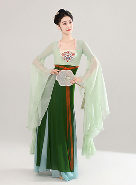 古典舞蹈服装飘逸女身韵长款纱衣仙表演练功服古风齐胸汉唐舞蹈服