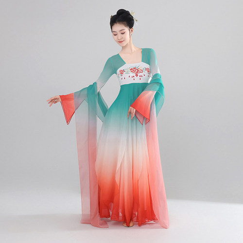 汉唐舞蹈演出服古典舞蹈服女飘逸