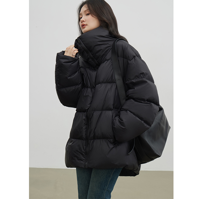 chic通勤中长款立领白鸭绒