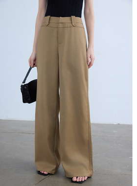 周淼ZHOUMIAO【卡其神裤裤型超正】抗皱凉爽老钱西裤直筒阔腿裤女