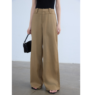 周淼ZHOUMIAO【卡其神裤裤型超正】抗皱凉爽老钱西裤直筒阔腿裤女
