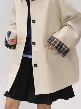 秋日来信 撞色复古高级新款外套小个子莱赛尔风衣女2025