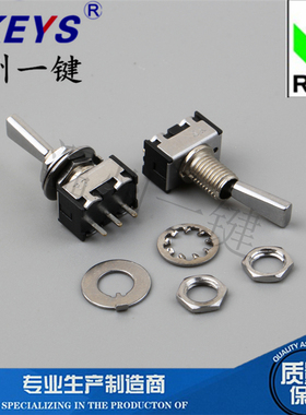 DTS-102-F1-TO-12MM 3挡3脚摇臂 DAC前级胆机钮子开关灰白色
