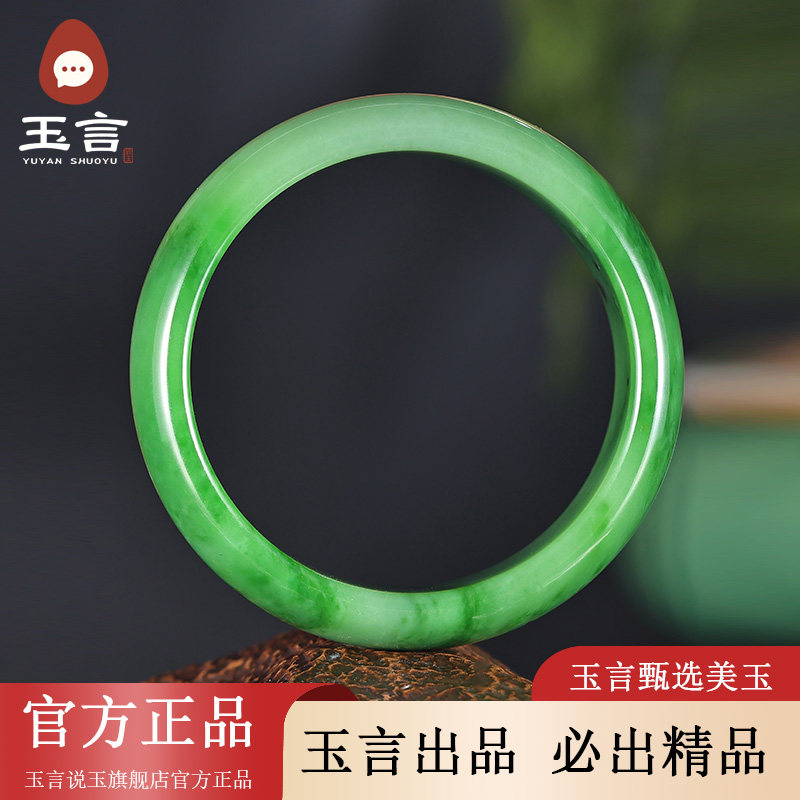 玉言说玉新疆和田玉山料碧玉手镯圆镯带证书天然玉石女款福镯
