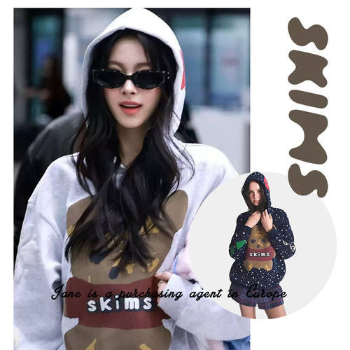 国现 美国 SKIMS 田中杏奈同款秋冬圣诞小熊雪花图案连帽卫衣