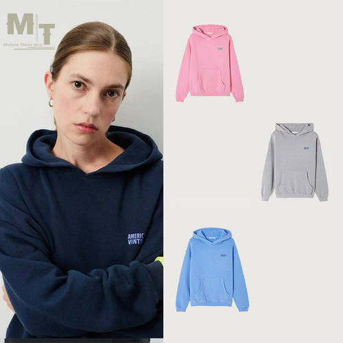 【MTS】Amercian Vintage 25秋冬Izubird纯色字母连帽卫衣套头衫
