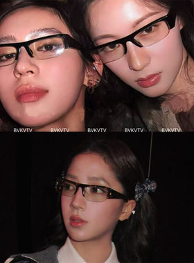 复古半框素颜镜平光镜