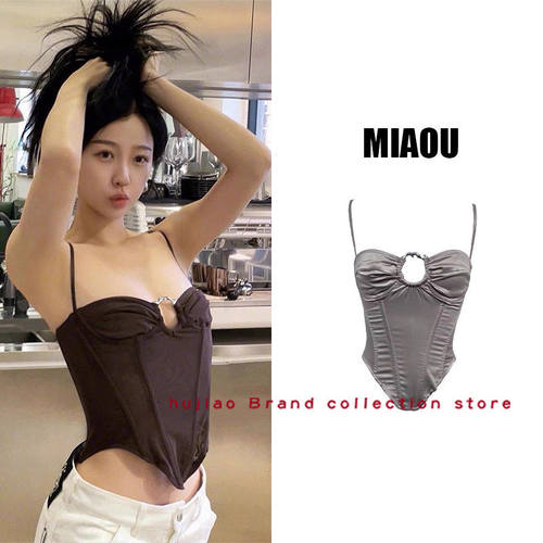 糊椒  miaou 夏季虞书欣性感甜辣风胸衣鱼骨圆环吊带背心